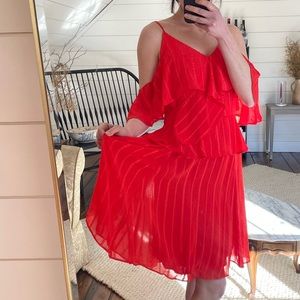 Nanette Lepore Cold Shoulder Tiered Dress